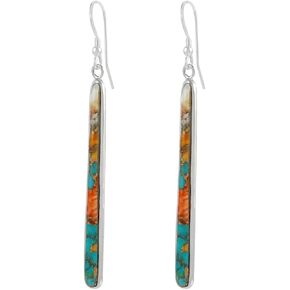 Turquoise Earrings 925 Sterling Silver & Genuine Turquoise (Choose Color)