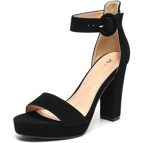 Amoji Women's Chunky Platform Heels 4'' Bowknot Heeled Sandal Wedding With Ankle Strap 302F4 in Saudi Arabia