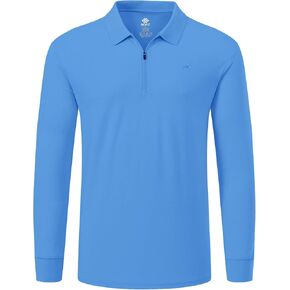 MoFiz Men's Long Sleeve Golf Shirt Quarter Zip Sport Polo Shirt Athletic Fit