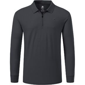 MoFiz Men's Long Sleeve Golf Shirt Quarter Zip Sport Polo Shirt Athletic Fit