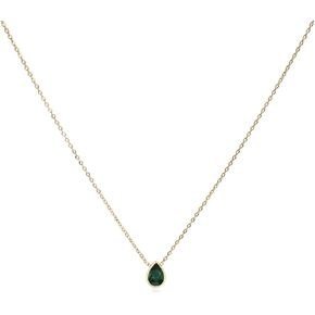 Badu 18K Gold Created Gemstones 7x10mm teardrop Necklace for Women Solitaire Cubic Zirconia Jewelry Mothers Day Anniversary Birthday Gifts for Mom Girls Wife Her