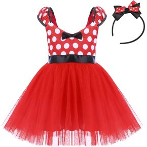 IBTOM CASTLE Girls' Polka Dots Princess Party Cosplay Pageant Fancy Costume Tutu Birthday Dress up+Ears Headband in Saudi Arabia