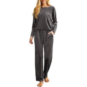 PrinStory 2023 Pajama Sets for Women Velvet Sleepwear 2 Piece Lounge Sets Soft Pjs Loungewear with Pockets