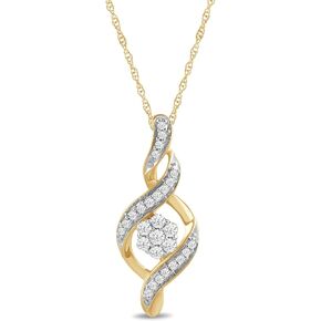 Amazon Collection 10K Diamond Twist Pendant Necklace (1/4 cttw)