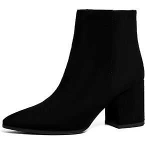 IDIFU Women Dress Ankle Boot with Low Chunky Heel | Pointed Toe Side Zipper Bootie Shoe for Women Office Business Date Wedding in Saudi Arabia