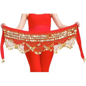 Aivtalk Women Belly Dance Hip Scarf with Coins Velvet Belly Dance Belt 320 Coins