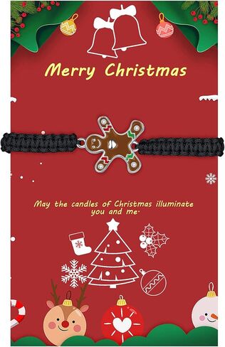 هدايا سوار عيد الميلاد من جيندير للفتيات المراهقات، مجوهرات مضفرة مصنوعة يدويًا لرجل خبز الزنجبيل in Kuwait