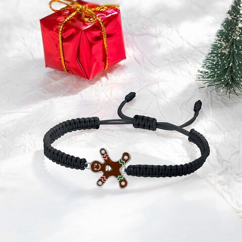 هدايا سوار عيد الميلاد من جيندير للفتيات المراهقات، مجوهرات مضفرة مصنوعة يدويًا لرجل خبز الزنجبيل in Kuwait