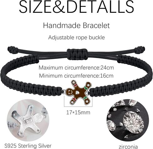 هدايا سوار عيد الميلاد من جيندير للفتيات المراهقات، مجوهرات مضفرة مصنوعة يدويًا لرجل خبز الزنجبيل in Kuwait