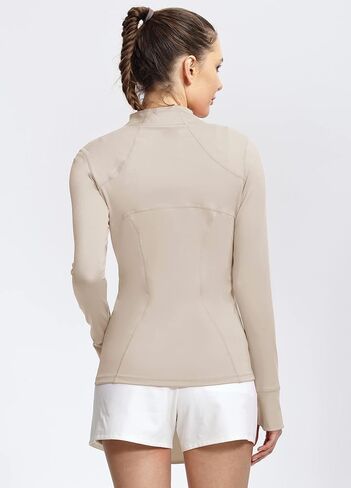 Hiverlay Deep Half Zip Pullover Track Jacket for Women Long Sleeve Athletic Define with Thumbholes Lightweight Running in Kuwait