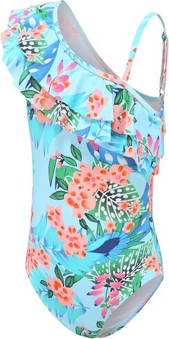 Moon Tree Girls One Piece Swimsuits Hawaiian Ruffle Swimwear Beach Bathing Suit 2-14 Years in Kuwait