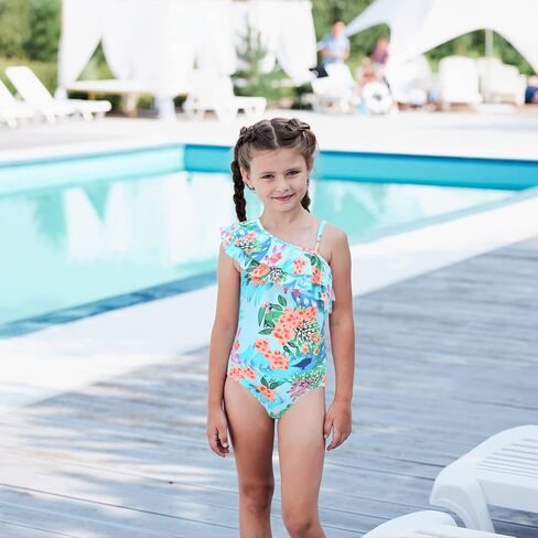 Moon Tree Girls One Piece Swimsuits Hawaiian Ruffle Swimwear Beach Bathing Suit 2-14 Years in Kuwait