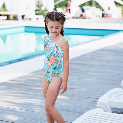 Moon Tree Girls One Piece Swimsuits Hawaiian Ruffle Swimwear Beach Bathing Suit 2-14 Years in Kuwait