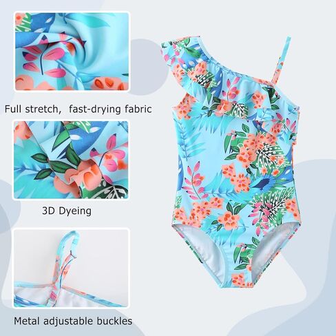 Moon Tree Girls One Piece Swimsuits Hawaiian Ruffle Swimwear Beach Bathing Suit 2-14 Years in Kuwait