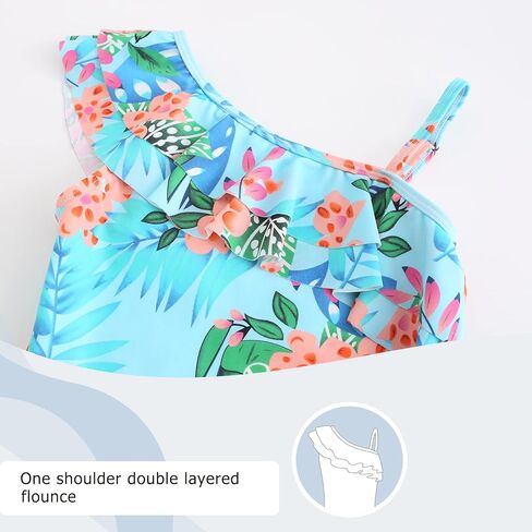 Moon Tree Girls One Piece Swimsuits Hawaiian Ruffle Swimwear Beach Bathing Suit 2-14 Years in Kuwait