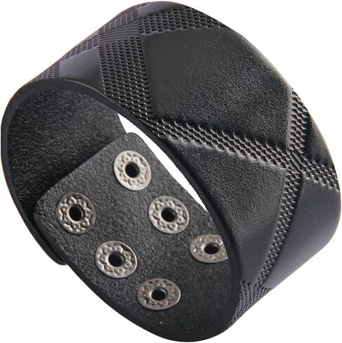 Leather Bracelet for Men Wrist Cuffs Leather Arm Bands Punk Leather Wristband Black Leather Cuff Bracelet for Women Boys in Kuwait
