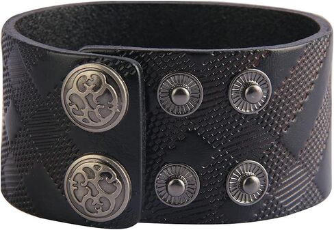 Leather Bracelet for Men Wrist Cuffs Leather Arm Bands Punk Leather Wristband Black Leather Cuff Bracelet for Women Boys in Kuwait