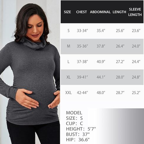 GINKANA ملابس الأمومة طويلة الأكمام الياقة المدورة مريحة عالية الرقبة عادية الأمومة البلوز الخريف الحمل قمصان بلوزة الملابس in Kuwait