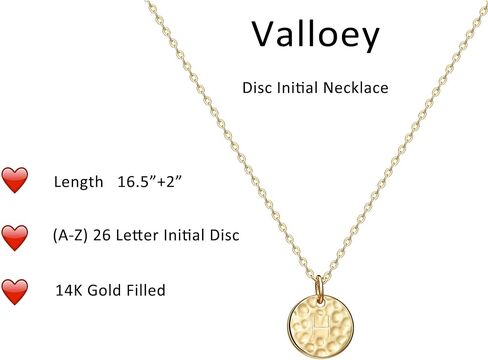 Valloey Rover Initial Necklaces for Women 14K Gold Plated Dainty Letter Necklce Round Coin Disc Pendant Double Side Engraved A-Z Necklace Personalized Jewelry Gift for Girls in Kuwait