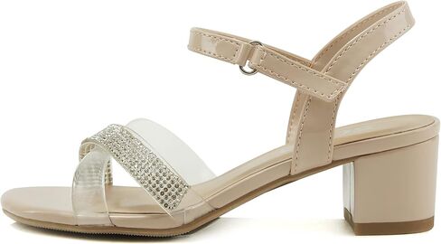 Soda Camp-2 Kids Children Girls Bling Sparkle Gems Rhinestone Crisscross band Comfortable Sole with Ankle Velcro Strap Block Heel Sandals Shoes in Saudi Arabia