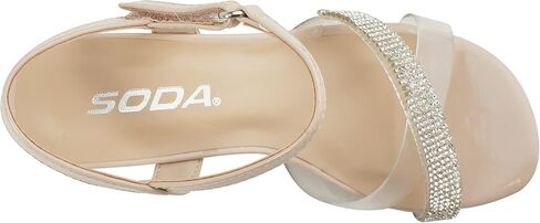 Soda Camp-2 Kids Children Girls Bling Sparkle Gems Rhinestone Crisscross band Comfortable Sole with Ankle Velcro Strap Block Heel Sandals Shoes in Saudi Arabia