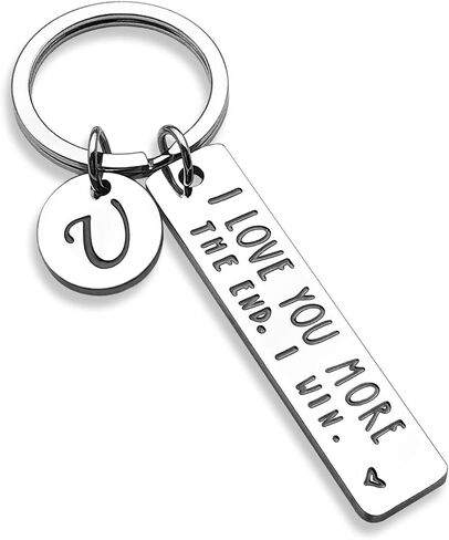 OUMILAN I Love You More The End I Win Keychain with 26 Letters for Boyfriend Girlfriend Couple Bithday Valentines Day Gifts in Kuwait