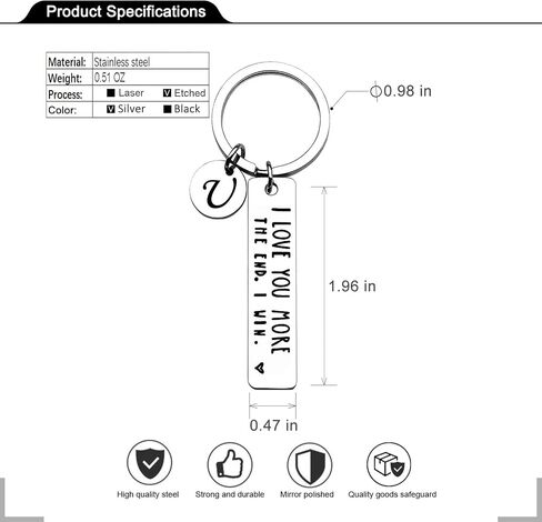 OUMILAN I Love You More The End I Win Keychain with 26 Letters for Boyfriend Girlfriend Couple Bithday Valentines Day Gifts in Kuwait
