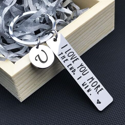 OUMILAN I Love You More The End I Win Keychain with 26 Letters for Boyfriend Girlfriend Couple Bithday Valentines Day Gifts in Kuwait