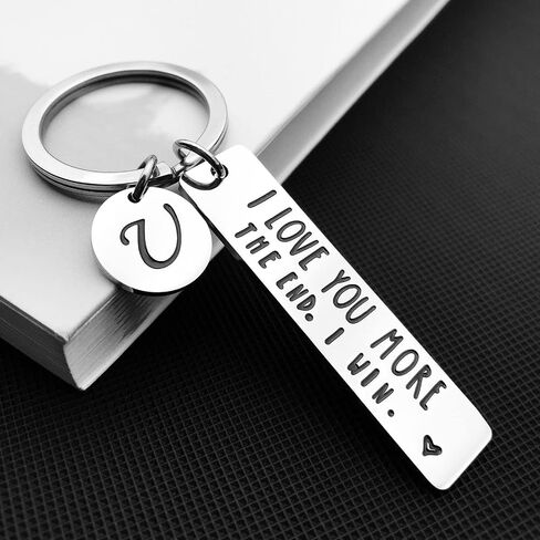 OUMILAN I Love You More The End I Win Keychain with 26 Letters for Boyfriend Girlfriend Couple Bithday Valentines Day Gifts in Kuwait