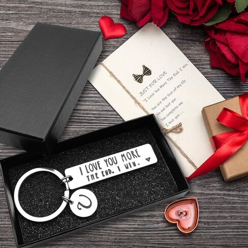OUMILAN I Love You More The End I Win Keychain with 26 Letters for Boyfriend Girlfriend Couple Bithday Valentines Day Gifts in Kuwait
