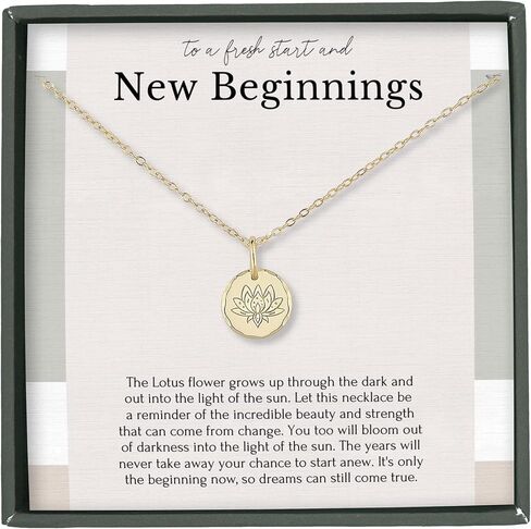 قلادة HOPE LOVE SHINE New Beginnings Lotus للنساء - هدايا لها - هدايا الطلاق، التعافي من الإدمان، AAA، هدايا الرصانة للنساء، الانفصال، التعافي - قلادة اللوتس، الفضة الاسترليني in Kuwait