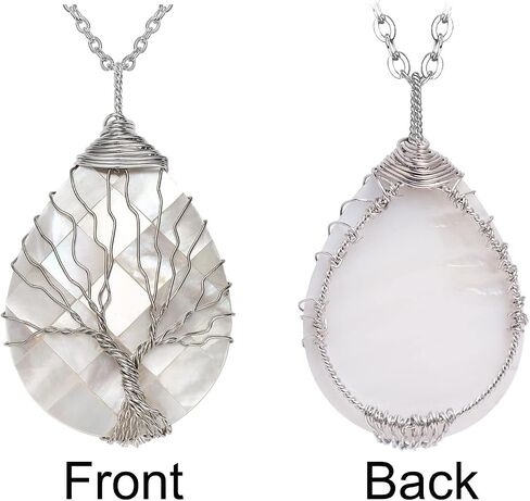 sedmart Tear Drop Abalone Shell Pendent Necklace Wire Wrap Abalone Shell Tree of Life Pendant Necklace Fashion Necklace Jewelry for Women handmade necklace mothers day necklace for mom jewelry in Kuwait