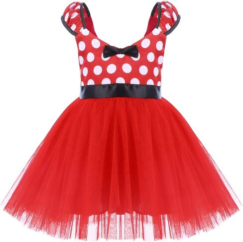 IBTOM CASTLE Girls' Polka Dots Princess Party Cosplay Pageant Fancy Costume Tutu Birthday Dress up+Ears Headband in Kuwait