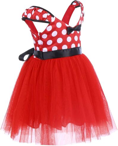 IBTOM CASTLE Girls' Polka Dots Princess Party Cosplay Pageant Fancy Costume Tutu Birthday Dress up+Ears Headband in Kuwait