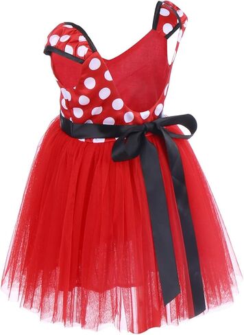 IBTOM CASTLE Girls' Polka Dots Princess Party Cosplay Pageant Fancy Costume Tutu Birthday Dress up+Ears Headband in Kuwait