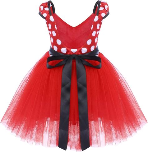 IBTOM CASTLE Girls' Polka Dots Princess Party Cosplay Pageant Fancy Costume Tutu Birthday Dress up+Ears Headband in Kuwait
