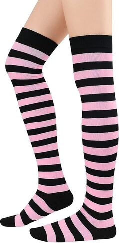 Century Star Thigh High Socks Athletic Striped Stockings for Women Long Tube Stocking Over Knee Plus Size Sports Socks in Kuwait