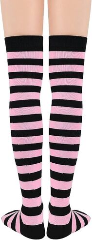Century Star Thigh High Socks Athletic Striped Stockings for Women Long Tube Stocking Over Knee Plus Size Sports Socks in Kuwait