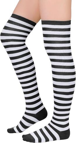Century Star Thigh High Socks Athletic Striped Stockings for Women Long Tube Stocking Over Knee Plus Size Sports Socks in Kuwait