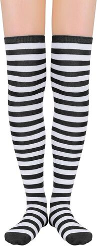Century Star Thigh High Socks Athletic Striped Stockings for Women Long Tube Stocking Over Knee Plus Size Sports Socks in Kuwait