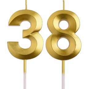 aoolada 38 شموع عيد الميلاد 83، الذهب 83 38 سنة كعكة توبر عدد شموع عيد الميلاد، هدايا زينة حفلة عيد ميلاد للنساء والرجال in Saudi Arabia