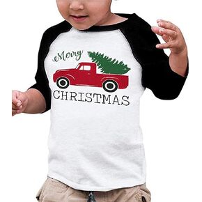 الوليد بيبي بوي فتاة عيد ميلاد سعيد التي شيرت عيد الميلاد سيارة شجرة عيد الميلاد لطيف كم طويل راجلان عيد الميلاد قميص أعلى in Kuwait