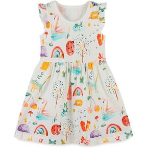 Little Girls Cotton Dresses Flutter Short Sleeve Summer Dress for 2-7 Years Old in Kuwait