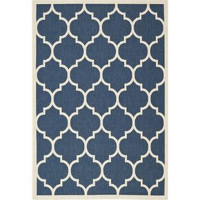 SAFAVIEH Courtyard Collection 5'3" x 7'7" Blue/Beige CY6914 Trellis Indoor/ Outside Waterproof Easy cleansingPatio Backyard Mudroom Area Mat