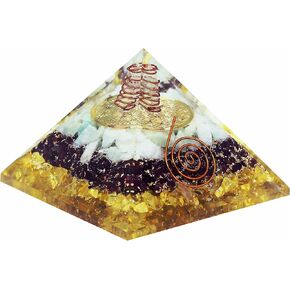 Orgone Pyramid - Promotes Prosperity and Wealth- Money Crystal Green Aventurine, Red Garnet and Citrine - Reiki Healing Chakra Balancing Orgonite Pyramid - Positive Energy Flow for Yoga Meditation in Saudi Arabia