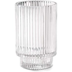 Serene Spaces Living Set of 4 Clear Ribbed Glass Votive Holders, Perfect for Weddings and Home Décor, Measures 2.25" Tall and 2" Diameter