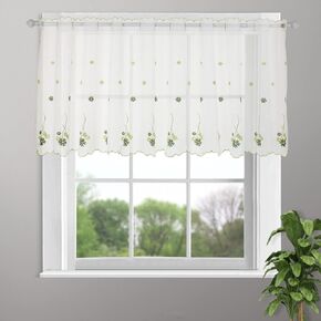 ستارة شفافة لتزيين أبواب النوافذ - ستارة دانتيل على طراز المزرعة مع 4 أوراق البرسيم، ارتفاع 27 × عرض 70 بوصة، لوحة واحدة، ZHH in Kuwait