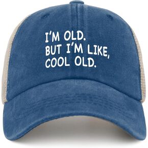 Qioesotry I'm Old but I'm Like Cool Old Trucker Hat Men Funny Mesh Cap for Summer