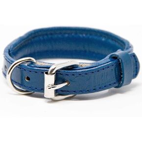 Padded Dog Collar - Best Full Grain Heavy Duty Genuine Leather Collar - Orange - Large