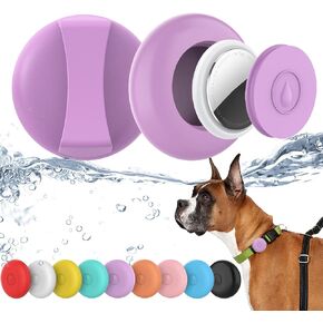 IPX8 Waterproof AirTag Dog Collar Holder, Hidden Air Tag Case for Cat Collar, Anti-Lost Silicone Cover for AirTag GPS Tracker Compatible with Pets Loop, Fits All Width Collars(Black M)